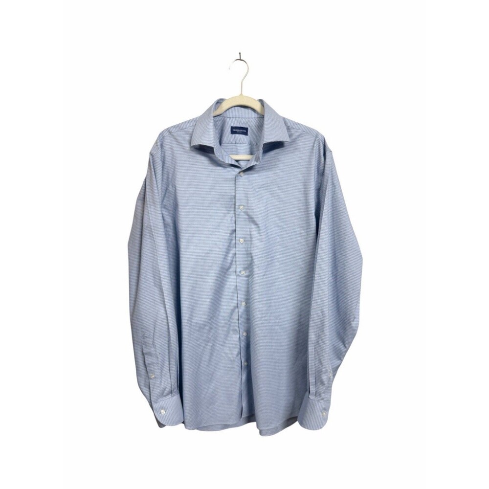 Proper Cloth Mens Sz XL Blue Black Plaid Non-Iron Button Up Work Dress Shirt
